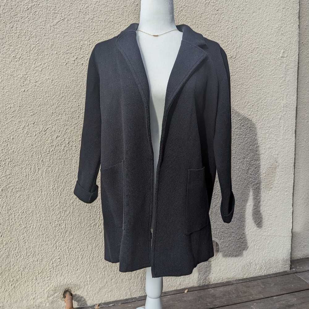 J. Crew Sophie Open Front Sweater Blazer Cardigan - Black - Size Large